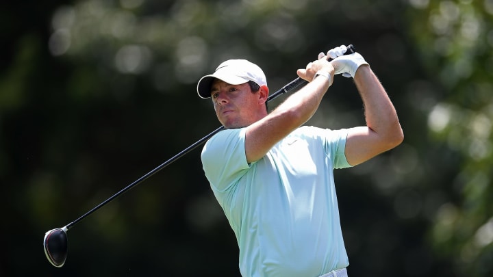 MEMPHIS, TENNESSEE – JULY 28: Rory McIlroy of Northern Ireland hits his tee shot on the seventh hole during the final round of the World Golf Championship-FedEx St Jude Invitational at TPC Southwind on July 28, 2019 in Memphis, Tennessee. (Photo by Stacy Revere/Getty Images)