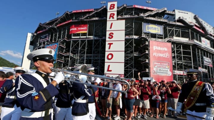 Sep 10, 2016; Bristol, TN, USA; The Virginia Tech Hokies Highty-Highties band plays before the game between the Tennessee Volunteers and the Virginia Tech Hokies at Bristol Motor Speedway. Mandatory Credit: Peter Casey-USA TODAY Sports
