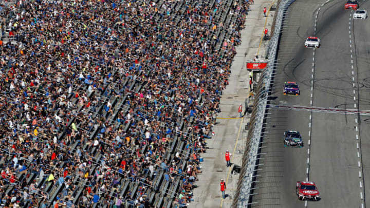 FORT WORTH, TX - NOVEMBER 05: Corey LaJoie, driver of the #23 Dr Pepper Toyota, leads a pack of cars during the Monster Energy NASCAR Cup Series AAA Texas 500 at Texas Motor Speedway on November 5, 2017 in Fort Worth, Texas. (Photo by Brian Lawdermilk/Getty Images)