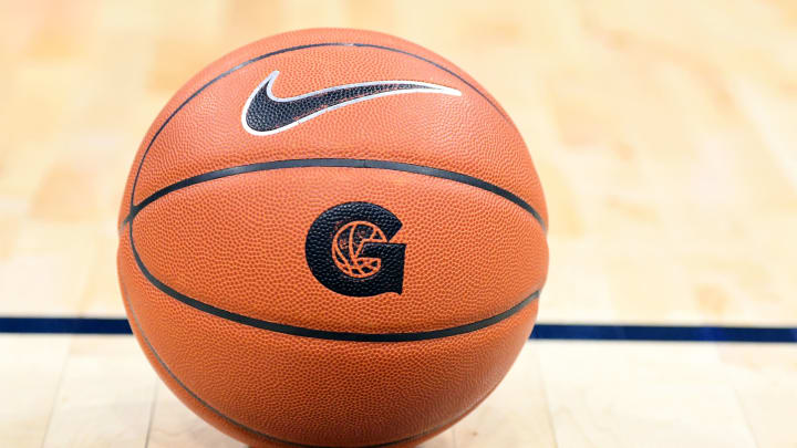 WASHINGTON, DC – MARCH 07: A Georgetown Hoyas basketball. (Photo by Mitchell Layton/Getty Images)