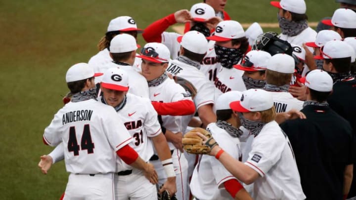 Georgia gets ready to take the field before an NCAA baseball game between Tennessee and Georgia in Athens, Ga., on Friday, March 19, 2021. (Photo/Joshua L. Jones, Athens Banner-Herald)News Joshua L Jones
