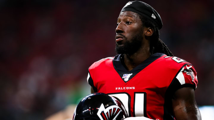 ATLANTA, GA – SEPTEMBER 15: Desmond Trufant #21 of the Atlanta Falcons looks on during the first half of a game against the Philadelphia Eagles at Mercedes-Benz Stadium on September 15, 2019 in Atlanta, Georgia. (Photo by Carmen Mandato/Getty Images)