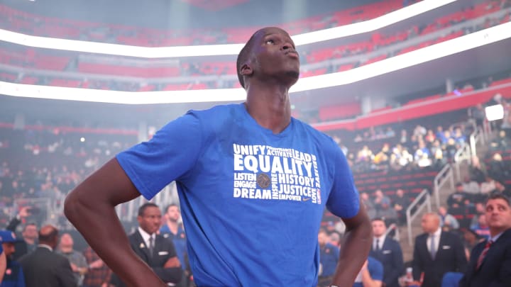 DETROIT, MI – FEBRUARY 11: Thon Maker #7 of the Detroit Pistons looks on prior to the game against the Washington Wizards on February 11, 2019 at Little Caesars Arena in Detroit, Michigan. NOTE TO USER: User expressly acknowledges and agrees that, by downloading and/or using this photograph, User is consenting to the terms and conditions of the Getty Images License Agreement. Mandatory Copyright Notice: Copyright 2019 NBAE (Photo by Brian Sevald/NBAE via Getty Images)
