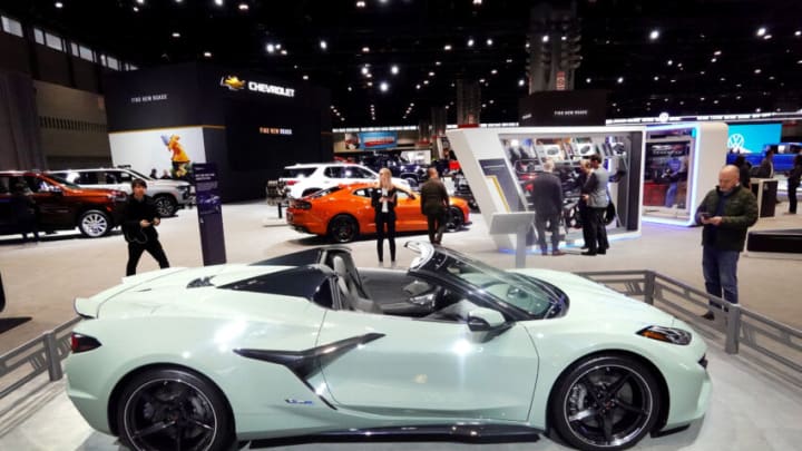 CHICAGO, ILLINOIS - FEBRUARY 09: Chevrolet shows off their electric 2024 Corvette E- Ray at the Chicago Auto Show on February 09, 2023 in Chicago, Illinois. The show, which is the nation's largest and longest-running auto show, opens to the public on February 11. (Photo by Scott Olson/Getty Images)