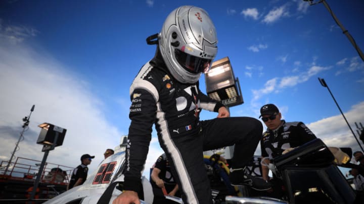 FORT WORTH, TEXAS - JUNE 06: Simon Pagenaud of France, driver of the #22 DXC Technology Team Penske Chevrolet, prepares to drive during practice for the NTT IndyCar Series DXC - Technology 600 at Texas Motor Speedway on June 06, 2019 in Fort Worth, Texas. (Photo by Chris Graythen/Getty Images)