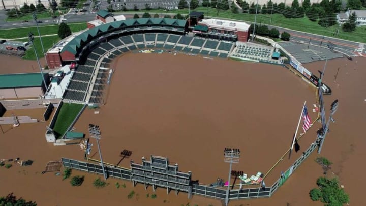 TD Bank Ballpark in Bridgewater is shown under floodwaters Thursday, September 2, 2021.Somerset Flooding
