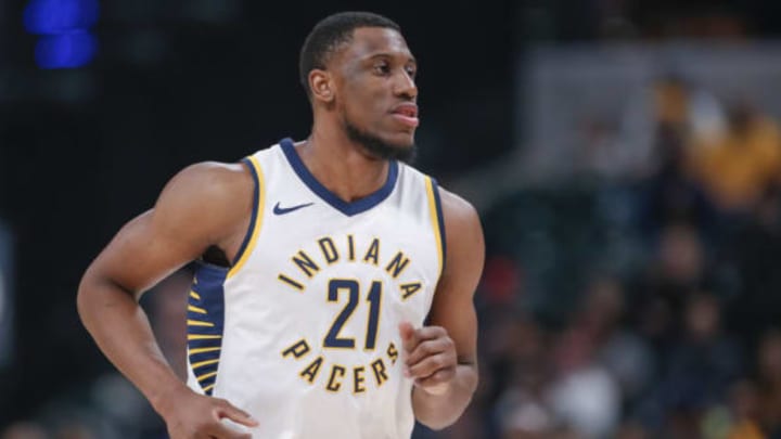 INDIANAPOLIS, IN – MARCH 07: Thaddeus Young #21 of the Indiana Pacers is seen during the game against the Utah Jazz at Bankers Life Fieldhouse on March 7, 2018 in Indianapolis, Indiana. NOTE TO USER: User expressly acknowledges and agrees that, by downloading and or using this photograph, User is consenting to the terms and conditions of the Getty Images License Agreement.(Photo by Michael Hickey/Getty Images)