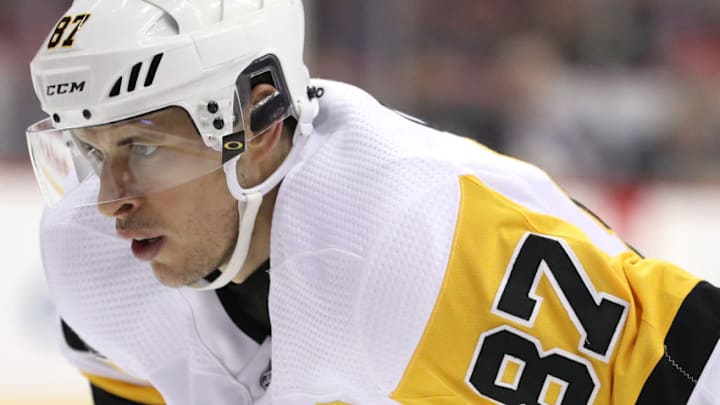 Fantasy Hockey: WASHINGTON, DC - DECEMBER 19: Sidney Crosby #87 of the Pittsburgh Penguins looks on against the Washington Capitals during the first period at Capital One Arena on December 19, 2018 in Washington, DC. (Photo by Patrick Smith/Getty Images)