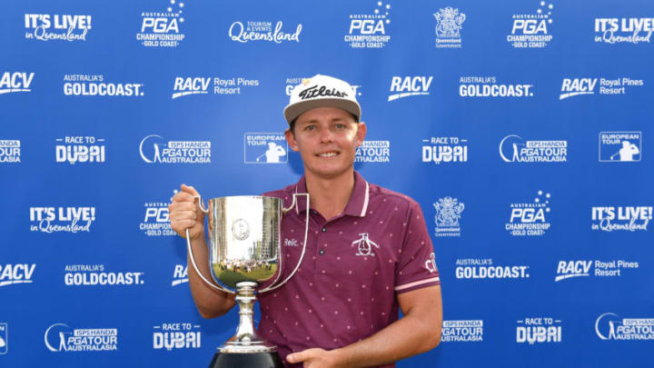 GOLD COAST, AUSTRALIA - DECEMBER 02: Cameron Smith celebrates winning the Kirkwood Cup during day four of the 2018 Australian PGA Championship at Royal Pines Resort on December 02, 2018 in Gold Coast, Australia. (Photo by Bradley Kanaris/Getty Images)