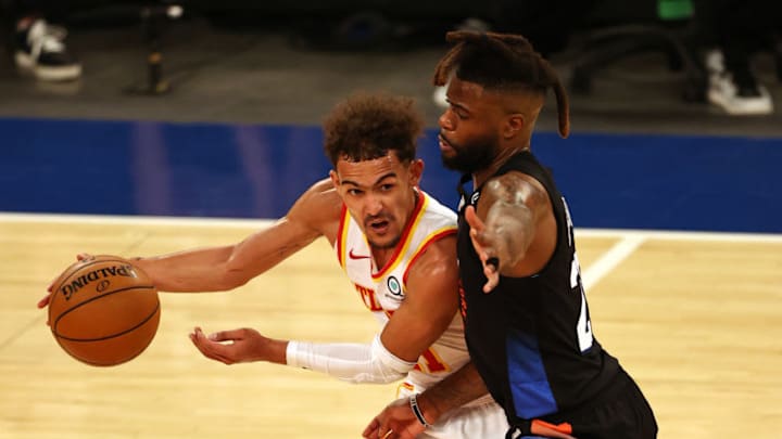 Trae Young, New York Knicks. Mandatory Credit: Elsa/POOL PHOTOS-USA TODAY Sports