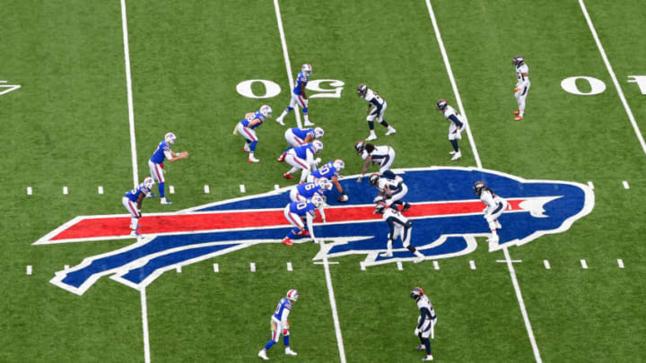 Nov 24, 2019; Orchard Park, NY, USA; Buffalo Bills quarterback Josh Allen (17) waits for the snap against the Denver Broncos during the first quarter at New Era Field. Mandatory Credit: Rich Barnes-USA TODAY Sports