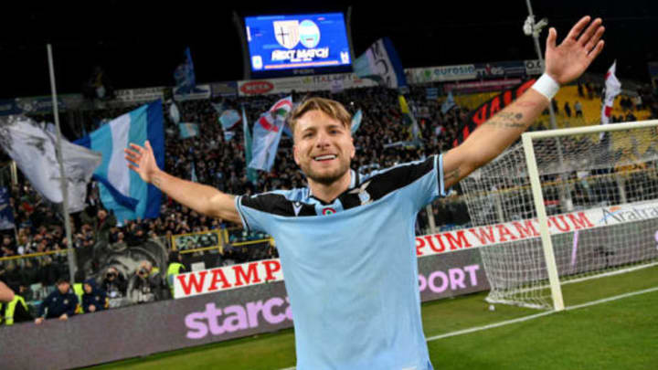 PARMA, ITALY – FEBRUARY 09: Ciro Immobile of SS Lazio celebrates a winner game after the Serie A match between Parma Calcio and SS Lazio at Stadio Ennio Tardini on February 09, 2020 in Parma, Italy. (Photo by Marco Rosi/Getty Images)