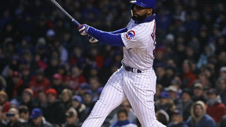 CHICAGO, IL – APRIL 17: Jason Heyward #22 of the Chicago Cubs bats against the St. Louis Cardinals at Wrigley Field on April 17, 2018, in Chicago, Illinois. The Cardinals defeated the Cubs 5-3. (Photo by Jonathan Daniel/Getty Images)