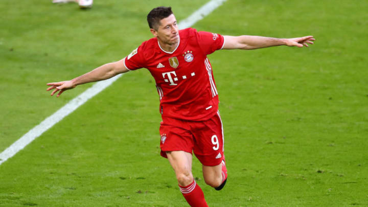 Robert Lewandowski is on the cusp of making history for Bayern Munich. (Photo by Matthias Schrader - Pool/Getty Images)