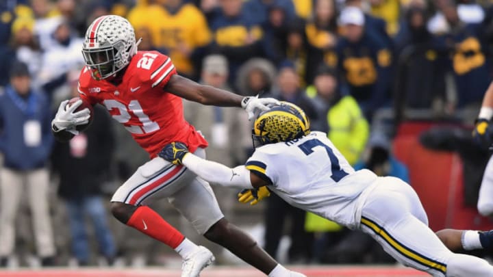 COLUMBUS, OH - NOVEMBER 24: Parris Campbell #21 of the Ohio State Buckeyes (Photo by Jamie Sabau/Getty Images)