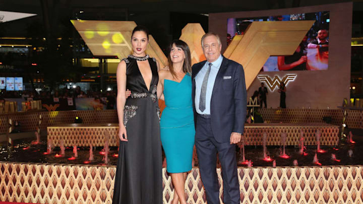 MEXICO CITY, MEXICO - MAY 27: (L-R) Producer Chuck Roven, actress Gal Gadot and film director Patty Jenkins attend the 'Wonder Woman' Mexico City premiere at Parque Toreo on May 27, 2017 in Mexico City, Mexico. (Photo by Victor Chavez/WireImage)