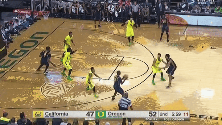 California @ Oregon - Brown post offense, nice right hook over length, good touch