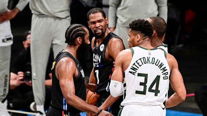 Milwaukee Bucks: Giannis Antetokounmpo, Khris Middleton, Brooklyn Nets: James Harden, Kevin Durant