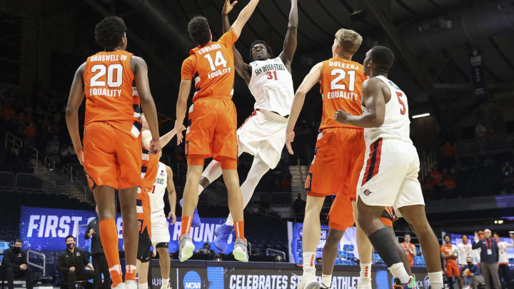 Nathan Mensah San Diego State Aztecs Syracuse Basketball (Photo by Andy Lyons/Getty Images)