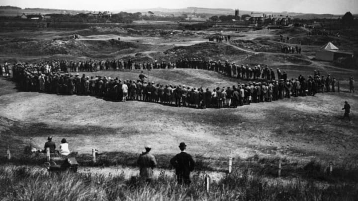26th June 1925: Macdonald Smith playing golf during the last Open Golf Championships to be held at Prestwick. Prestwick golf course was founded in 1851 and hosted the first twelve Open Championships between 1860 and 1872. The competition was originally designed to find a successor to Allan Robertson who was considered to be the best golfer of his time. Apart from 1871 and the war years, the British Open has been held annually. (Photo by Kirby/Topical Press Agency/Getty Images)