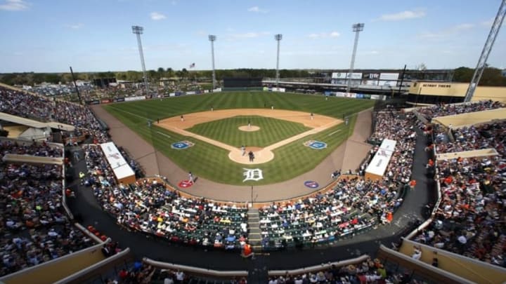 Mar 8, 2016; Lakeland, FL, USA; An overall view of the game between the Detroit Tigers and theTampa Bay Rays during the sixth inning at Joker Marchant Stadium. Mandatory Credit: Butch Dill-USA TODAY Sports