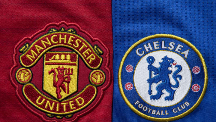 Chelsea and Manchester United crests (Photo by Visionhaus)