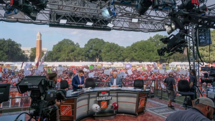 College GameDay was on campus at the University of Alabama for the matchup between the Alabama Crimson Tide and the Texas Longhorns Saturday, Sept. 9, 2023. Rece Davis and Lee Corso are on set for GameDay.