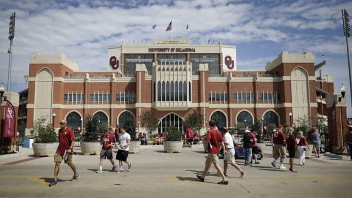 NORMAN, OK - SEPTEMBER 02: A general view of the new addition on the south end of the stadium before the UTEP vs. Oklahoma Sooners game at Gaylord Family Oklahoma Memorial Stadium on September 2, 2017 in Norman, Oklahoma. (Photo by Brett Deering/Getty Images)