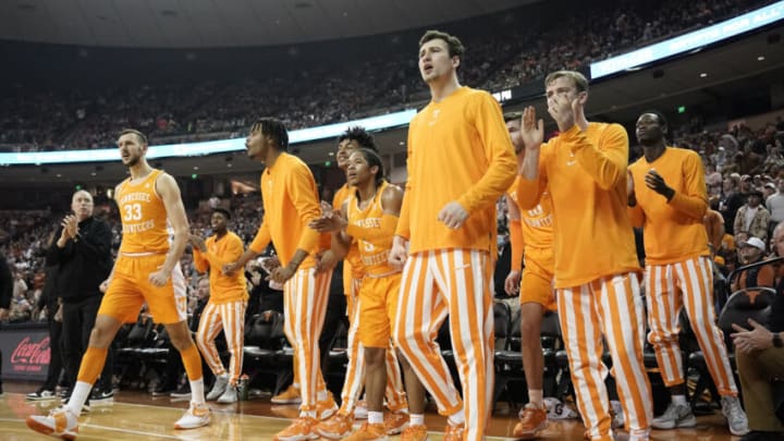 Jan 29, 2022; Austin, Texas, USA; Tennessee Volunteers react during the first half against the Texas Longhorns at Frank C. Erwin Jr. Center. Mandatory Credit: Scott Wachter-USA TODAY Sports