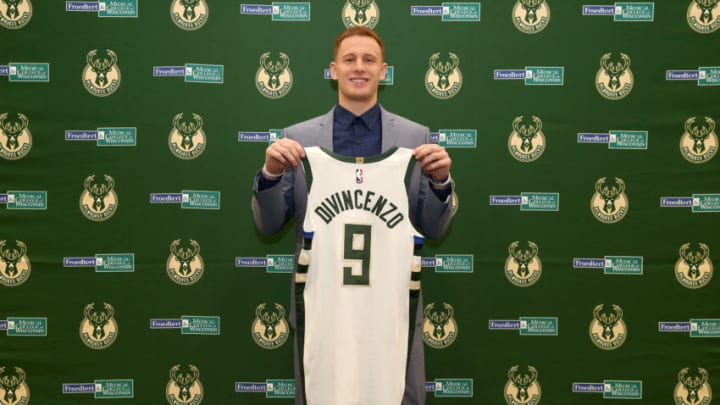 MILWAUKEE, WI - JUNE 25: Milwaukee Bucks first-round draft pick Donte DiVincenzo poses for a photo during a press conference on June 25, 2018 at the Froedtert & The Medical College of Wisconsin Sports Science Center in Milwaukee, Wisconsin. NOTE TO USER: User expressly acknowledges and agrees that, by downloading and/or using this photograph, user is consenting to the terms and conditions of the Getty Images License Agreement. Mandatory Copyright Notice: Copyright 2018 NBAE (Photo by Gary Dineen/NBAE via Getty Images)