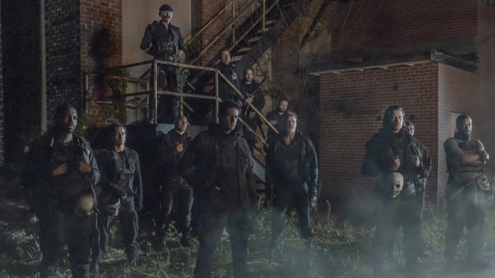 Alex Moraz as Brandon Carver, Robert Hayes as Paul Wells, Brandon Box as Fisher, Ritchie Coster as Pope, Michael Shenefelt as Bossie- The Walking Dead  Photo Credit: Josh Stringer/AMC