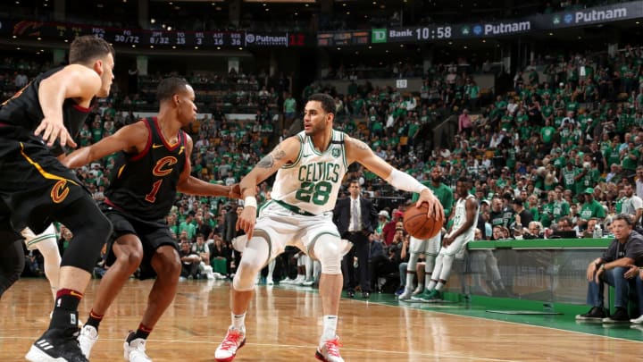 BOSTON, MA – MAY 23: Abdel Nader #28 of the Boston Celtics handles the ball against the Cleveland Cavaliers in Game Five of the Eastern Conference Finals during the 2018 NBA Playoffs on May 23, 2018 at the TD Garden in Boston, Massachusetts. Copyright 2018 NBAE (Photo by Nathaniel S. Butler/NBAE via Getty Images)