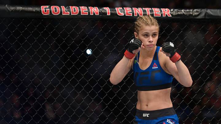 SACRAMENTO, CA - DECEMBER 17: Paige VanZant stands across from Michelle Waterson during the UFC Fight Night event inside the Golden 1 Center Arena on December 17, 2016 in Sacramento, California. (Photo by Brandon Magnus/Zuffa LLC/Zuffa LLC via Getty Images)