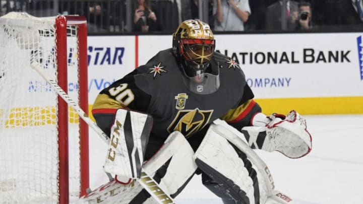 LAS VEGAS, NV- Malcolm Subban #30 of the Golden Knights against Toronto at T-Mobile Arena on December 31, 2017. The Golden Knights won 6-3. (Photo by Ethan Miller/Getty Images)