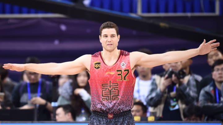 BEIJING, CHINA - JANUARY 08: Jimmer Fredette of Southern Team reacts during the all-star game between Northern Team and Southern Team as part of 2017 CBA All-Star Weekend at LeSports Center on January 8, 2017 in Beijing, China. (Photo by VCG/VCG via Getty Images)