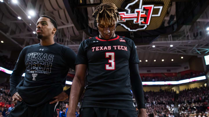 Guards Kyler Edwards #0 and Jahmi’us Ramsey #3 of the Texas Tech Red Raiders  (Photo by John E. Moore III/Getty Images)