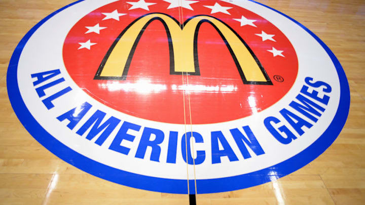 01 April 2015: A McDonald's All American Games seal on the floor of the basketball court in action during the McDonald's All American Game at the United Center, in Chicago, IL. (Photo by Robin Alam/Icon Sportswire/Corbis via Getty Images)