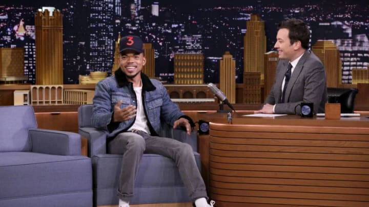THE TONIGHT SHOW STARRING JIMMY FALLON -- Episode 0771 -- Pictured: (l-r) Chance the Rapper during an interview with host Jimmy Fallon on November 16, 2017 -- (Photo by: Andrew Lipovsky/NBC/NBCU Photo Bank via Getty Images/NBCU Photo Bank via Getty Images)