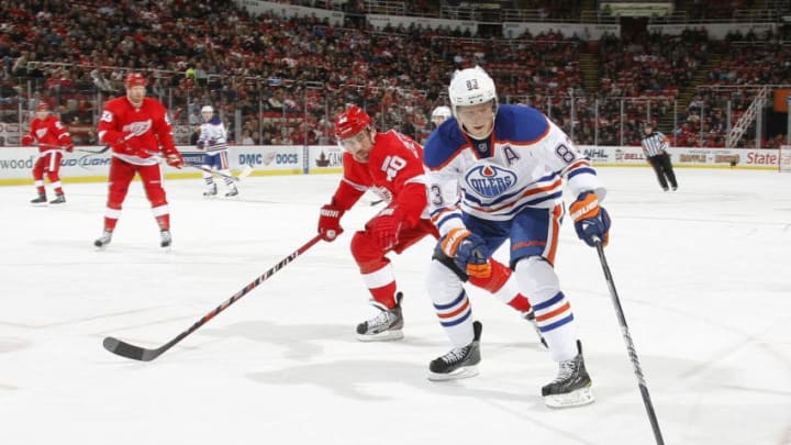 DETROIT, MI - NOVEMBER 11: Ales Hemsky #83 of the Edmonton Oilers skates against Henrik Zetterberg #40 of the Detroit Red Wings during their NHL game at Joe Louis Arena on November 11, 2011 in Detroit, Michigan. (Photo by Dave Sandford Getty Images)