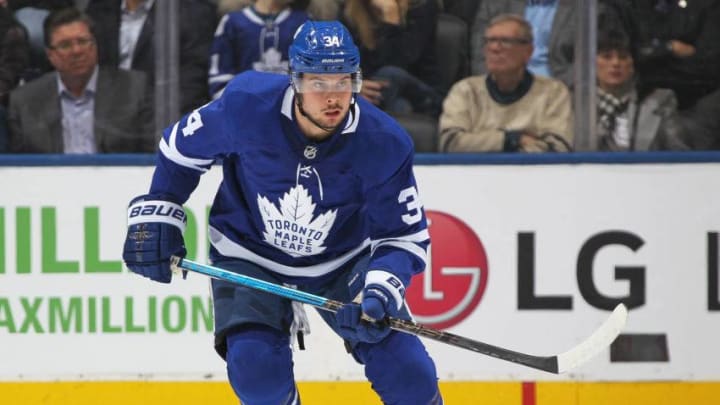 TORONTO, ON - DECEMBER 06: Auston Matthews #34 of the Toronto Maple Leafs skates against the Detroit Red Wings during an NHL game at Scotiabank Arena on December 6, 2018 in Toronto, Ontario, Canada. (Photo by Claus Andersen/Getty Images)