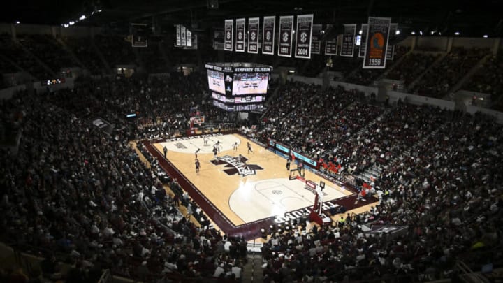 Jan 22, 2022; Starkville, Mississippi, USA; A general overview of the game between the Mississippi Rebels and the Mississippi State Bulldogs during the second half at Humphrey Coliseum. Mandatory Credit: Matt Bush-USA TODAY Sports