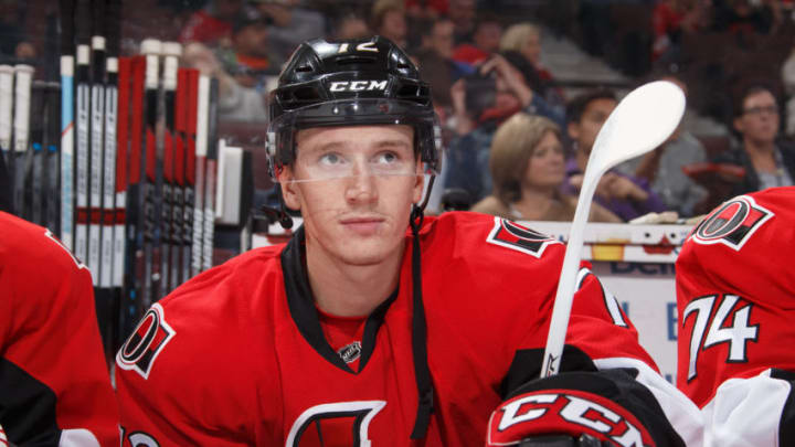 OTTAWA, ON - OCTOBER 18: Making his NHL debut, Thomas Chabot