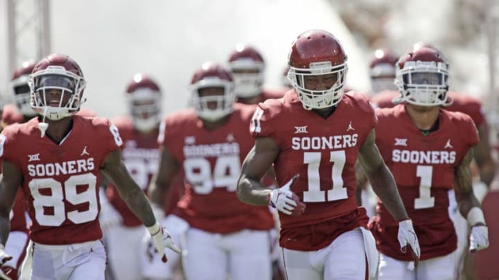 NORMAN, OK - SEPTEMBER 01: The Oklahoma Sooners take the field before the game against the Florida Atlantic Owls at Gaylord Family Oklahoma Memorial Stadium on September 1, 2018 in Norman, Oklahoma. The Sooners defeated the Owls 63-14. (Photo by Brett Deering/Getty Images) *** Local Caption ***