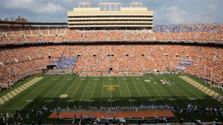 KNOXVILLE, TN - SEPTEMBER 12: A general view of the stadium during a game between the UCLA Bruins and the Tennessee Volunteers on September 12, 2009 at Neyland Stadium in Knoxville, Tennessee. UCLA beat Tennessee 19-15. (Photo by Joe Murphy/Getty Images)
