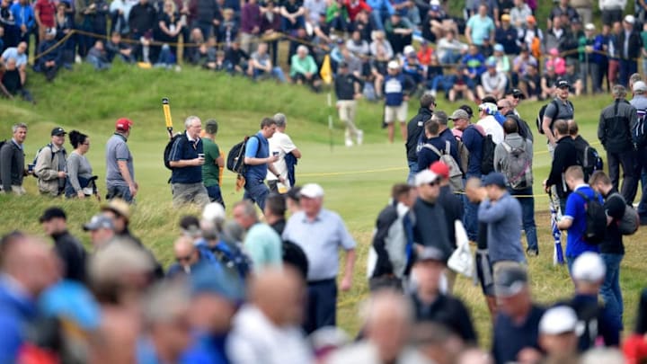SOUTHPORT, ENGLAND - JULY 22: A general view as golf fans watch the action during the third round of the 146th Open Championship at Royal Birkdale on July 22, 2017 in Southport, England. (Photo by Stuart Franklin/Getty Images)