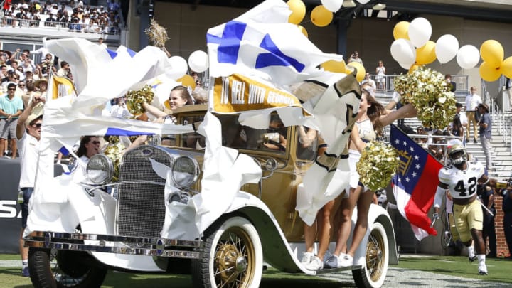 ATLANTA, GA - SEPTEMBER 23: The Ramblin' Wreck rides on the field prior to the game between the Georgia Tech Yellow Jackets and the Pittsburgh Panthers before the game at Bobby Dodd Stadium on September 23, 2017 in Atlanta, Georgia. (Photo by Mike Zarrilli/Getty Images)