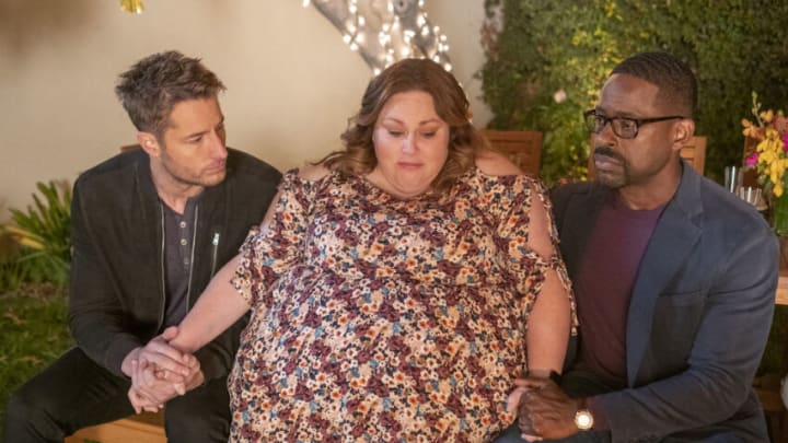 THIS IS US -- "Saturday in the Park" Episode 611 -- Pictured: (l-r) Justin Hartley as Kevin, Chrissy Metz as Kate, Sterling K. Brown as Randall -- (Photo by: Ron Batzdorff/NBC)