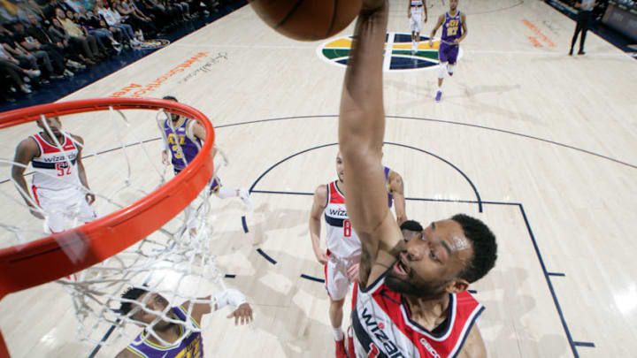 SALT LAKE CITY, UT - MARCH 29: Jabari Parker #12 of the Washington Wizards dunks the ball during the game against the Utah Jazz on March 29, 2019 at vivint.SmartHome Arena in Salt Lake City, Utah. Copyright 2019 NBAE (Photo by Melissa Majchrzak/NBAE via Getty Images)