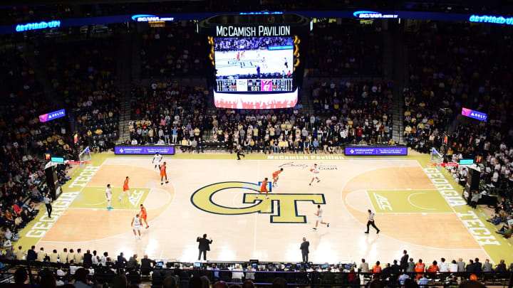 ATLANTA, GA – JANUARY 9: A general view of McCamish Pivilion during the game between the Virginia Tech Hokies and the Georgia Tech Yellow Jackets on January 9, 2019 in Atlanta, Georgia. (Photo by Scott Cunningham/Getty Images)