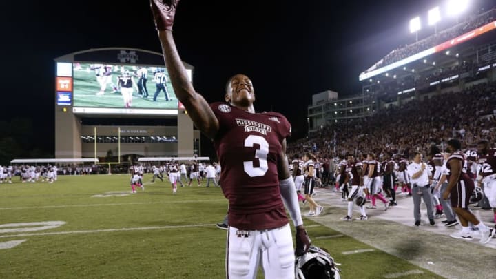 STARKVILLE, MS - OCTOBER 06: Cameron Dantzler #3 of the Mississippi State Bulldogs celebrates a win over the Auburn Tigers at Davis Wade Stadium on October 6, 2018 in Starkville, Mississippi. The Mississippi State Bulldogs won 23-9. (Photo by Jonathan Bachman/Getty Images) STARKVILLE, MS - OCTOBER 06: Cameron Dantzler #3 of the Mississippi State Bulldogs celebrates a win over the Auburn Tigers at Davis Wade Stadium on October 6, 2018 in Starkville, Mississippi. The Mississippi State Bulldogs won 23-9. (Photo by Jonathan Bachman/Getty Images)